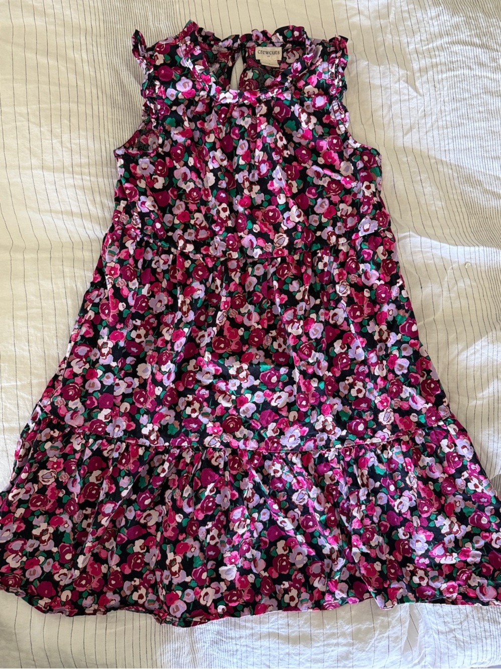 Crewcuts Pink Floral Print Top with Green Accents